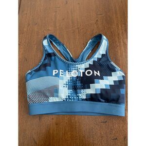 Adidas X Peloton Digi Motion Print Women's Large Racerback Blue Sports Bra
